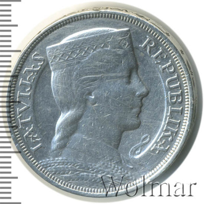 Латвия 5 латов, 1929 (5 лат. Латвия 1929г. Ag.)