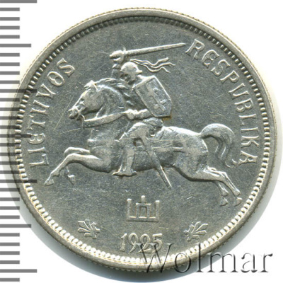 Литва 5 лит, 1925 (5 лит. Литва 1925г. Ag.)