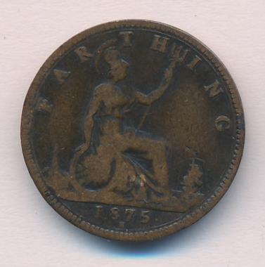 Великобритания 1 фартинг, 1875 (Фартинг. Великобритания 1875)