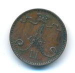 1 пенни 1891 г. Для Финляндии (Александр III). (1 пенни. 1891)