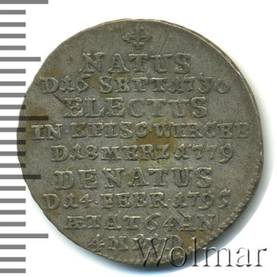 Бавария 3 крейцера, 1795 (3 крейцера. Вюрцбург. Германия 1795г. Ag.)