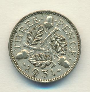 Великобритания 3 пенса, 1931 (3 пенса Великобритания. 1931)