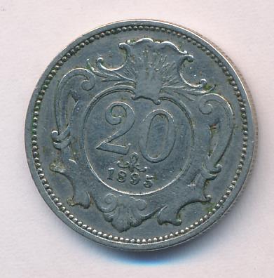 Австрия 20 геллеров, 1895 (20 геллеров. Австрия 1895)