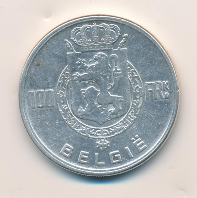 Бельгия 100 франков, 1951 (100 франков. Бельгия 1951)