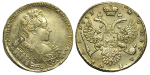 1 рубль 1732 г. Анна Иоанновна. Крест державы простой. Точки разделяют надпись реверса (1 рубль 1732 года. С брошью на груди. Крест державы простой. Точки разделяют надпись. AU, Патина)