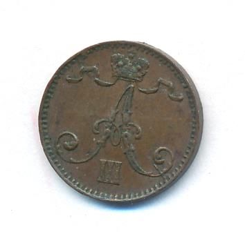 1 пенни 1893 г. Для Финляндии (Александр III). (1 пенни. 1893)