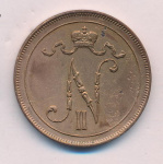 10 пенни 1917 г. Для Финляндии (Николай II). С вензелем Николая II (10 пенни 1917)