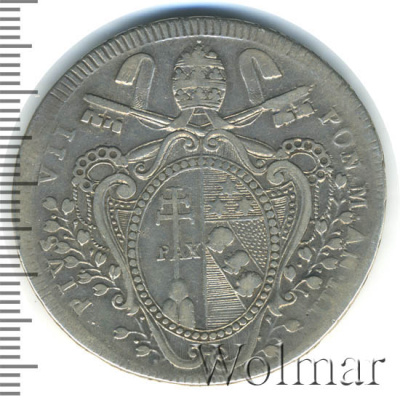 Папская область 1 скудо, 1802 (1 скудо. Ватикан 1802г. Ag.)