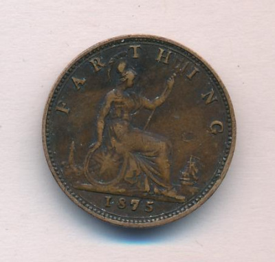 Великобритания 1 фартинг, 1875 (Фартинг. Великобритания 1875)