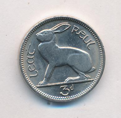 Ирландия 3 пенса, 1968 (3 пенса. Ирландия. 1968)
