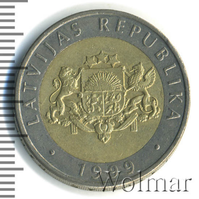 Латвия 2 лата, 1999 (2 лата. Латвия 1999г. Bm.)
