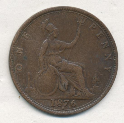 Великобритания 1 пенни, 1876 (1 пенни. Великобритания. Виктория. 1876)