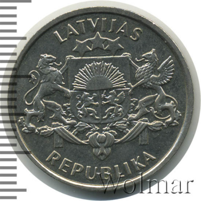 Латвия 2 лата, 1993 (2 лата. Латвия 1993г. Cu-Ni.)