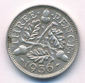 Великобритания 3 пенса, 1936 (3 пенса. Великобритания 1936)