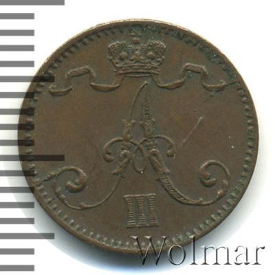 1 пенни 1892 г. Для Финляндии (Александр III). (1 пенни. Финляндия 1892г. Cu.)