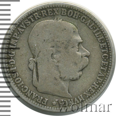 Австрия 1 крона, 1893 (1 крона. Австрия 1893г. Ag.)