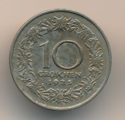 Австрия 10 грошей, 1925 (10 грошей. Австрия 1925)