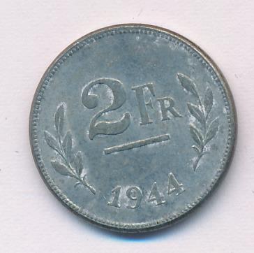 Бельгия 2 франка, 1944 (2 франка. Бельгия 1944)