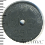 Бельгия 25 сантимов, 1942 (25 сантимов. Бельгия 1942г. Zn.)