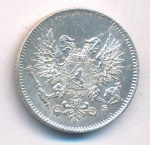 25 пенни 1917 г. S. Для Финляндии (Николай II). Гербовый орел без корон (25 пенни. 1917)