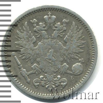 50 пенни 1890 г. L. Для Финляндии (Александр III). (50 пенни. Финляндия 1890г. L. Ag.)