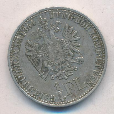 Австрия ¼ флорина, 1864 (1/4 флорина. Австрия 1864)