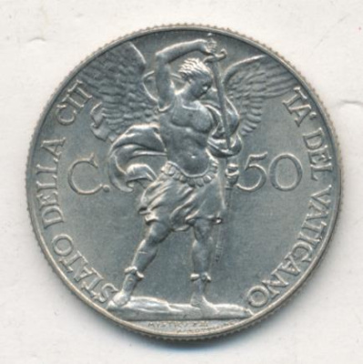 Ватикан 50 чентезимо, 1937 (50 чентезимо. Ватикан. 1937)