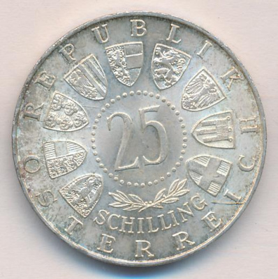 Австрия 25 шиллингов, 1956 (25 шиллингов. Австрия. Моцарт 1956)