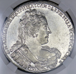1 рубль 1733 г. Анна Иоанновна. Без броши на груди. Крест державы простой (Рубль 1733 (в слабе))