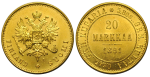 20 марок 1891 г. L. Для Финляндии (Александр III). (20 марок 1891 года. L. R. UNC, Штемпельный блеск)