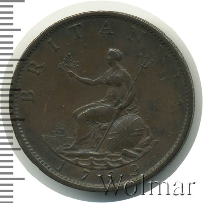 Великобритания ½ пенни, 1799 (1/2 пенни. Великобритания 1799г. Cu.)