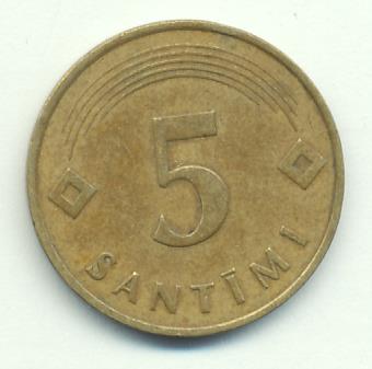 Латвия 5 сантимов, 1992 (5 сантим. Латвия 1992)