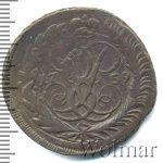 2 копейки 1759 г. Елизавета I. Номинал под св. Георгием. Красный монетный двор (2 копейки 1759г. Cu.)