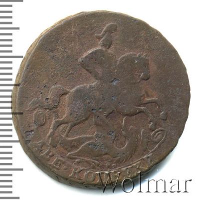 2 копейки 1759 г. Елизавета I. Номинал под св. Георгием. Красный монетный двор (2 копейки 1759г. Cu.)
