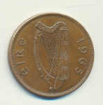 Ирландия 1 пенни, 1965 (1 пенни. Ирландия 1965)