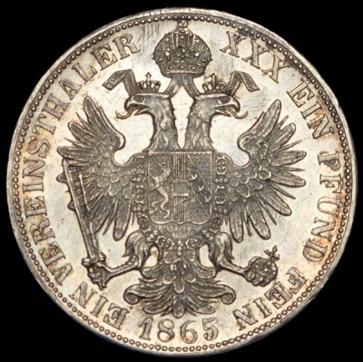 Австрия 1 союзный талер, 1865 (Талер 1865 (Австрия))