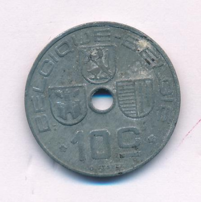 Бельгия 10 сантимов, 1943 (10 сантимов. Бельгия 1943)