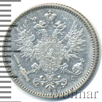 50 пенни 1892 г. L. Для Финляндии (Александр III). (50 пенни. Финляндия 1892г. L. Ag.)