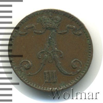 1 пенни 1894 г. Для Финляндии (Александр III). (1 пенни. Финляндия 1894г. Cu.)