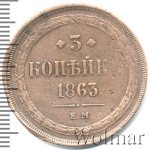 3 копейки 1863 г. ЕМ. Александр II. Екатеринбургский монетный двор (3 копейки 1863г. ЕМ. Cu. Ильин - 1 рубль.)