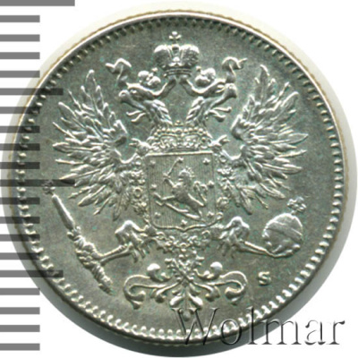 50 пенни 1916 г. S. Для Финляндии (Николай II). (50 пенни. Финляндия 1916г. S. Ag.)