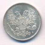 50 пенни 1917 г. S. Для Финляндии (Николай II). Гербовый орел без корон (50 пенни. 1917)