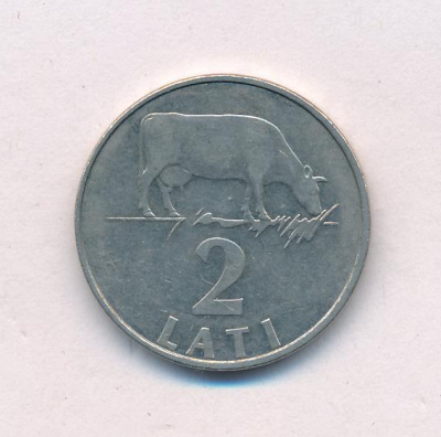 Латвия 2 лата, 1992 (2 лата Латвия. 1992)