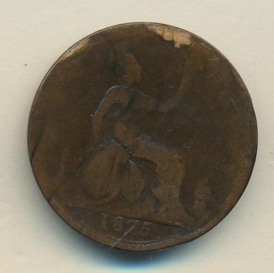 Великобритания 1 пенни, 1875 (1 пенни. Великобритания 1875)
