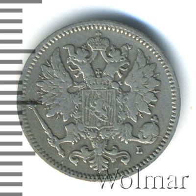 25 пенни 1890 г. L. Для Финляндии (Александр III). (25 пенни. Финляндия 1890г. L. Ag.)