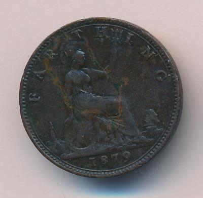 Великобритания 1 фартинг, 1879 (Фартинг Великобритания 1879)