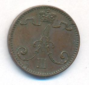 1 пенни 1891 г. Для Финляндии (Александр III). (1 пенни. 1891)
