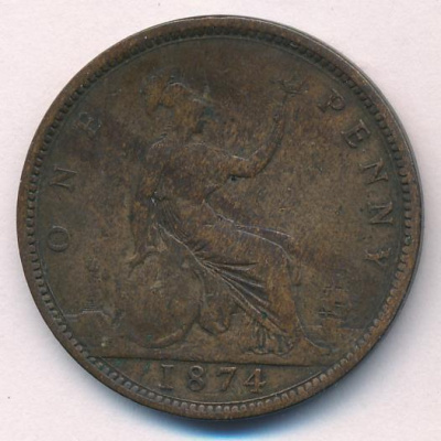 Великобритания 1 пенни, 1874 (1 пенни. Великобритания. 1874)