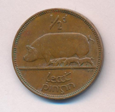 Ирландия ½ пенни, 1965 (1/2 пенни. Ирландия 1965)