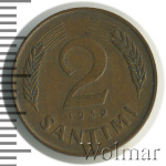 Латвия 2 сантима, 1939 (2 сантима. Латвия 1939г. Cu.)